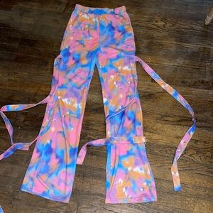 Graffiti pink blue orange strapy belt Festival Rave Pants
